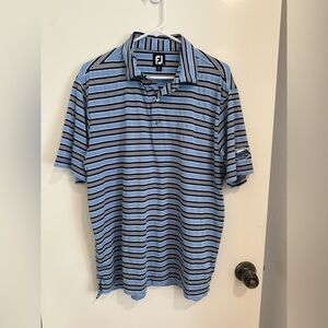 FootJoy Light Blue and Black Striped Polo Shirt